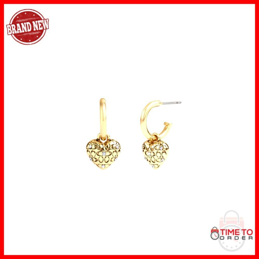 Quilted Heart Huggies Earrings Minimal Chic Crystal Accents Post Back Closure